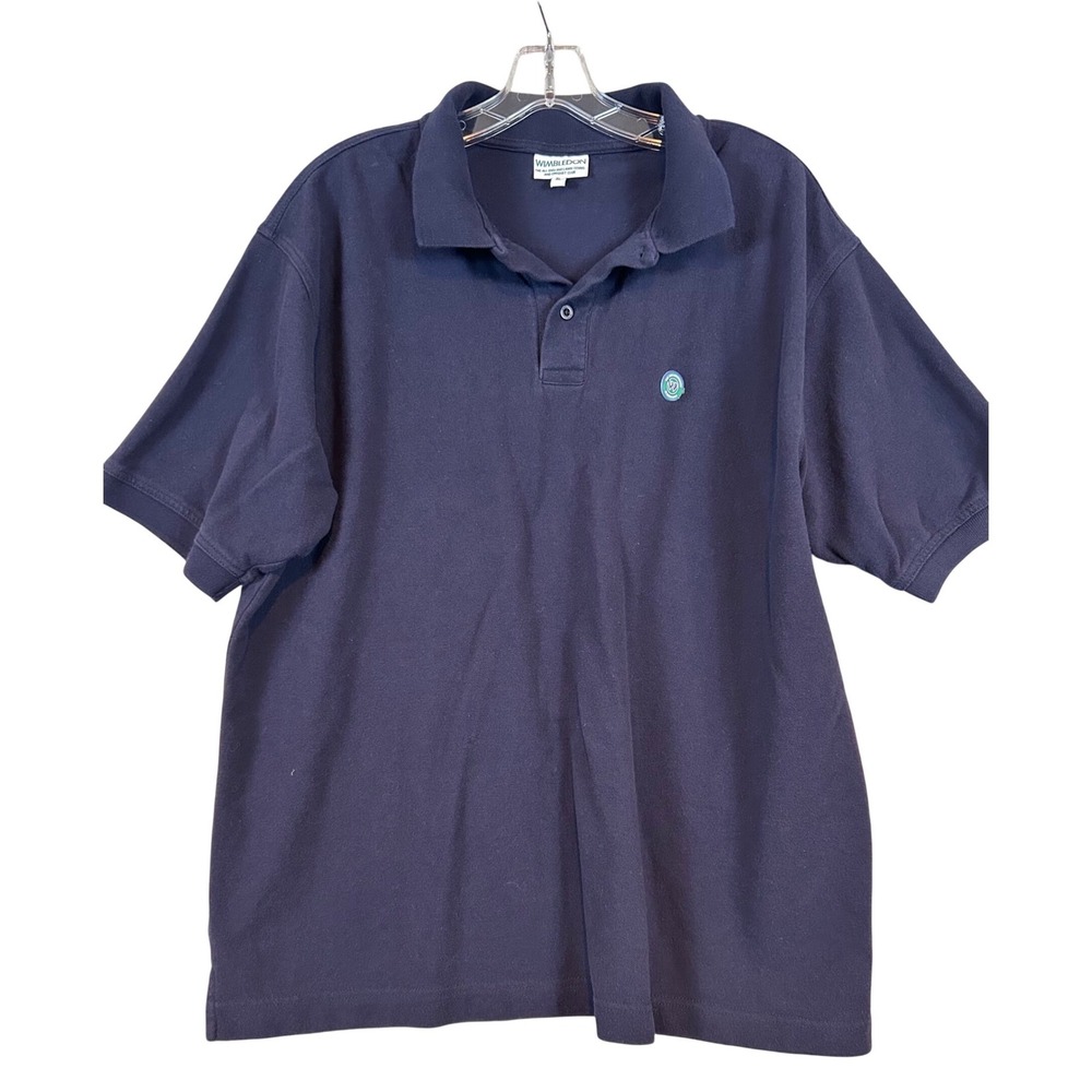 Wimbledon Mens Navy Blue Cotton Pique Logo Polo Shirt XL Tennis Championships